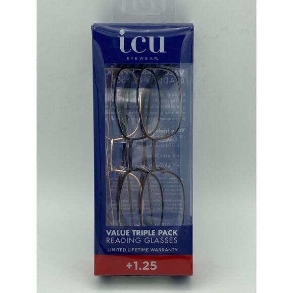 ICU Eyewear 3 Pack Reading Glasses - Metal +1.25 Classic Styles High Quality - Picture 1 of 9